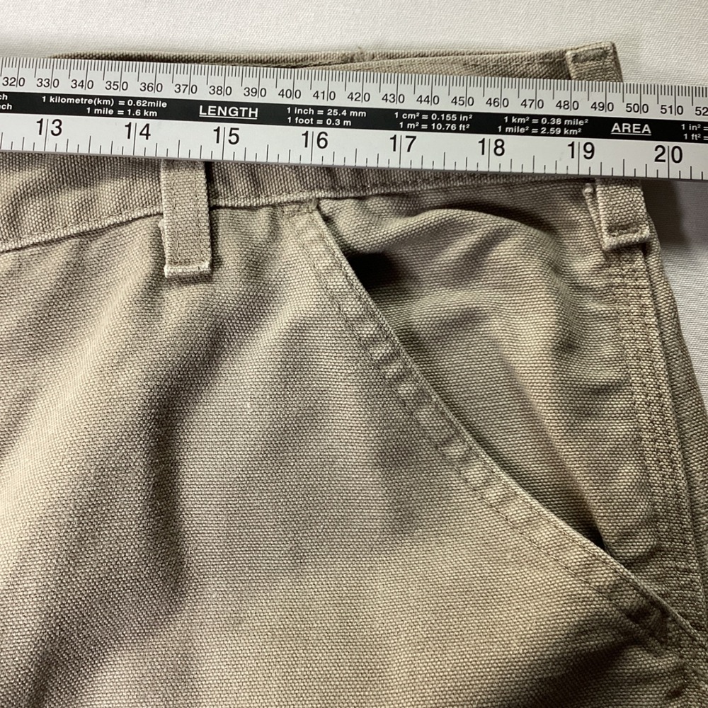 Carhartt Mens Size 40x32 Khaki Tan Duck Canvas Carpenter Work Pants Utility - Picture 5 of 8